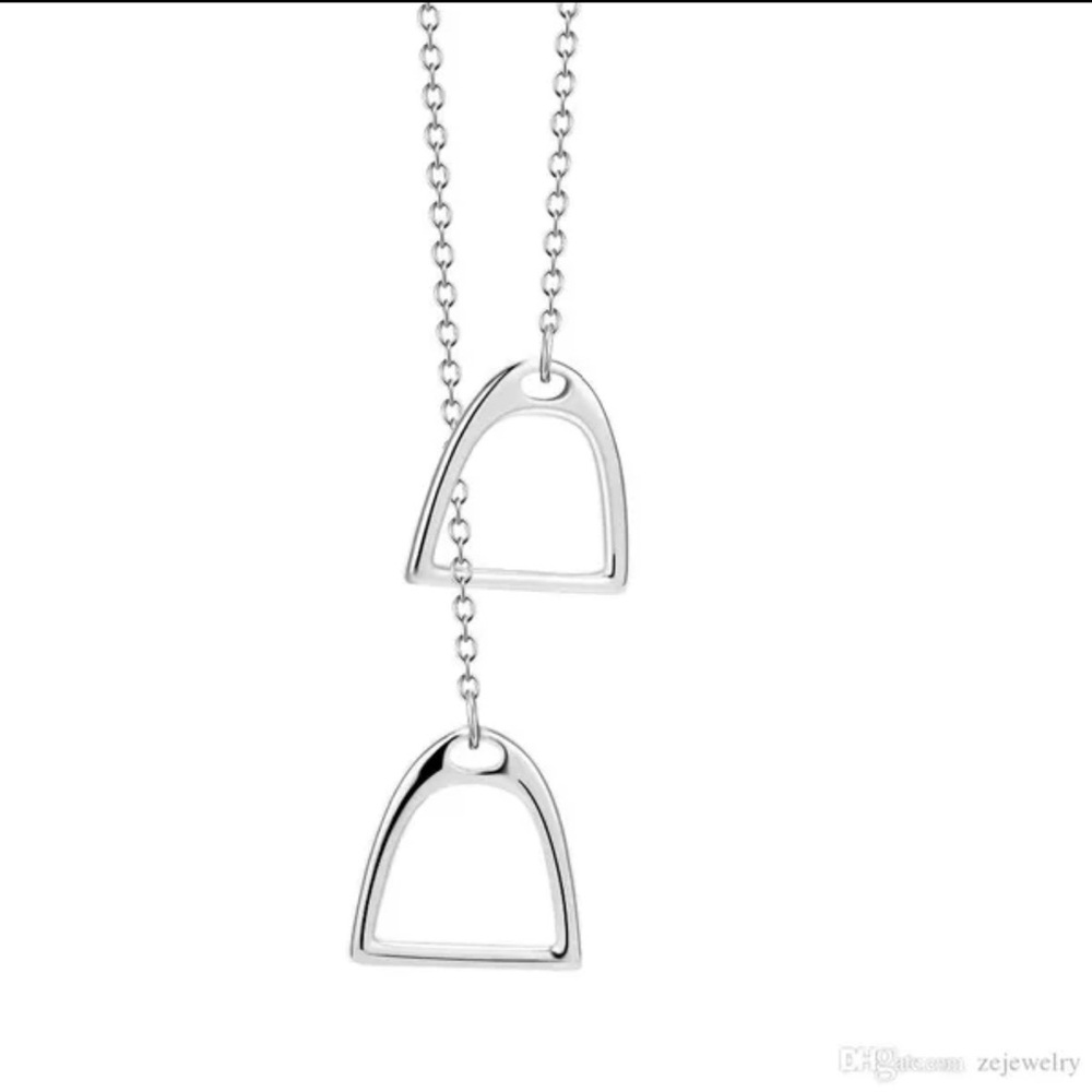 Modern Double Arch Pendant Necklace - Silver